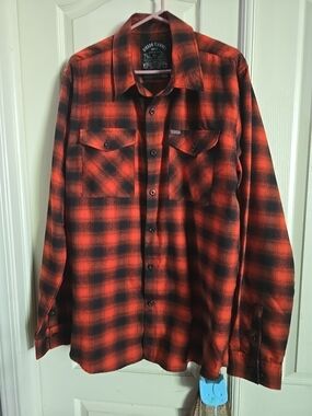 Dixxon Flannel Company Workforce Shirt Mens XXL Tall Orange Plaid Button Up